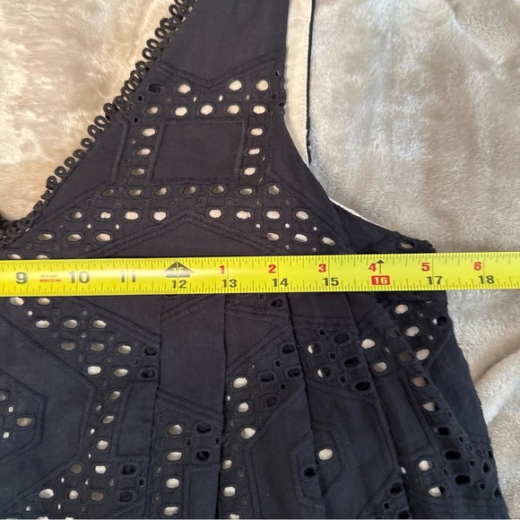 Anthropologie Maeve Black Eyelet Luci Swing Mini Dress size Small Cotton Lined - Picture 8 of 10